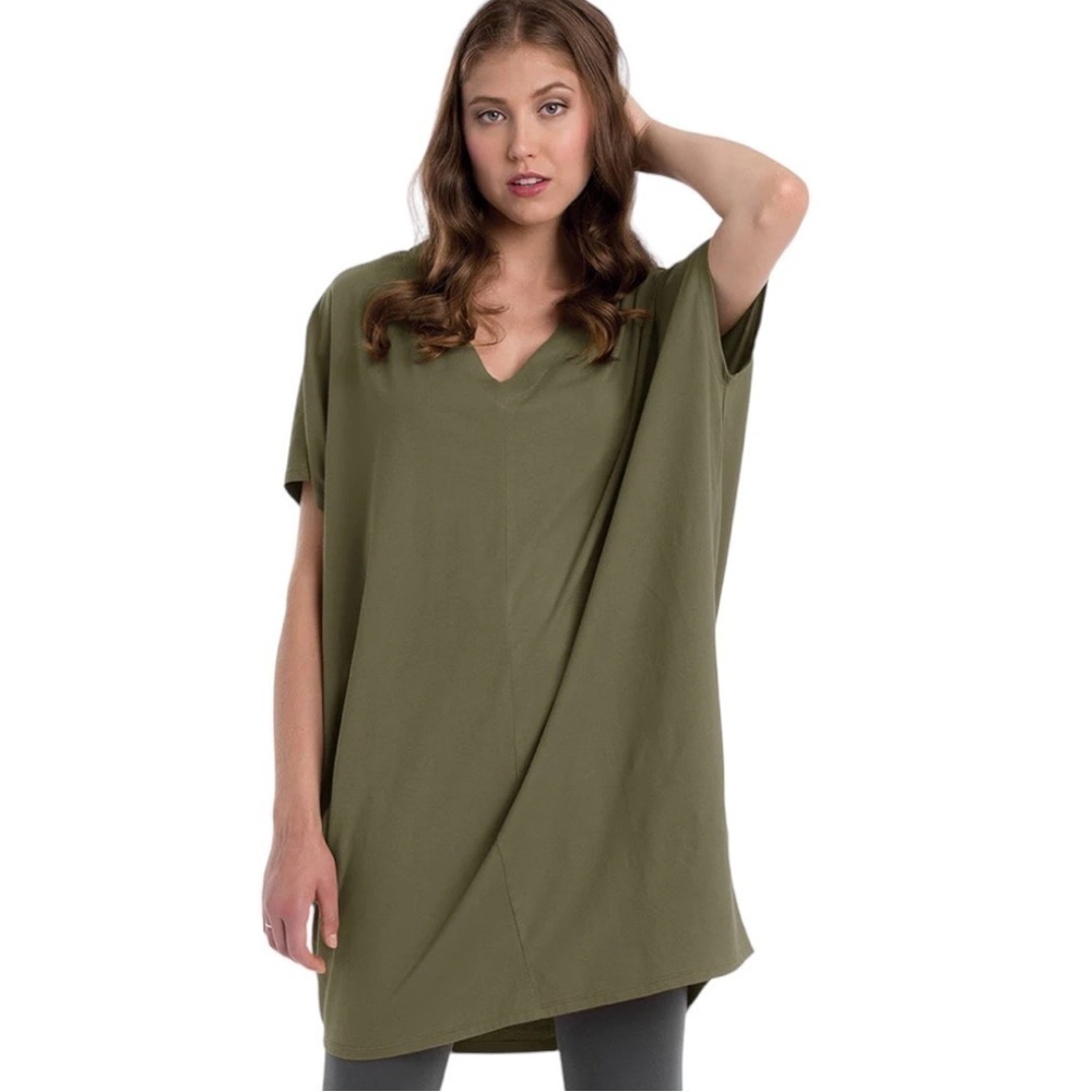 Neon Buddha Cosmic Sleeveless Tunic Mini Dress in Olive Green L